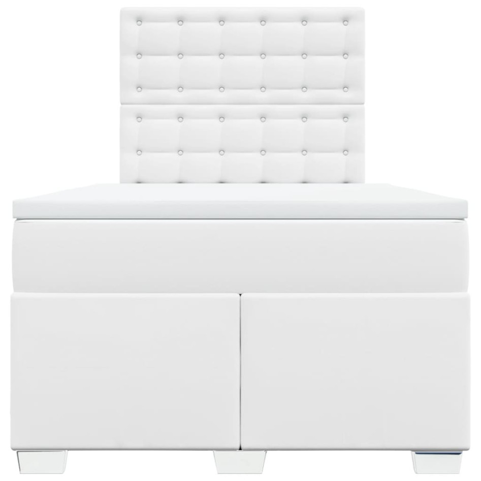 Cama box spring con colchón cuero sintético blanco 120x190