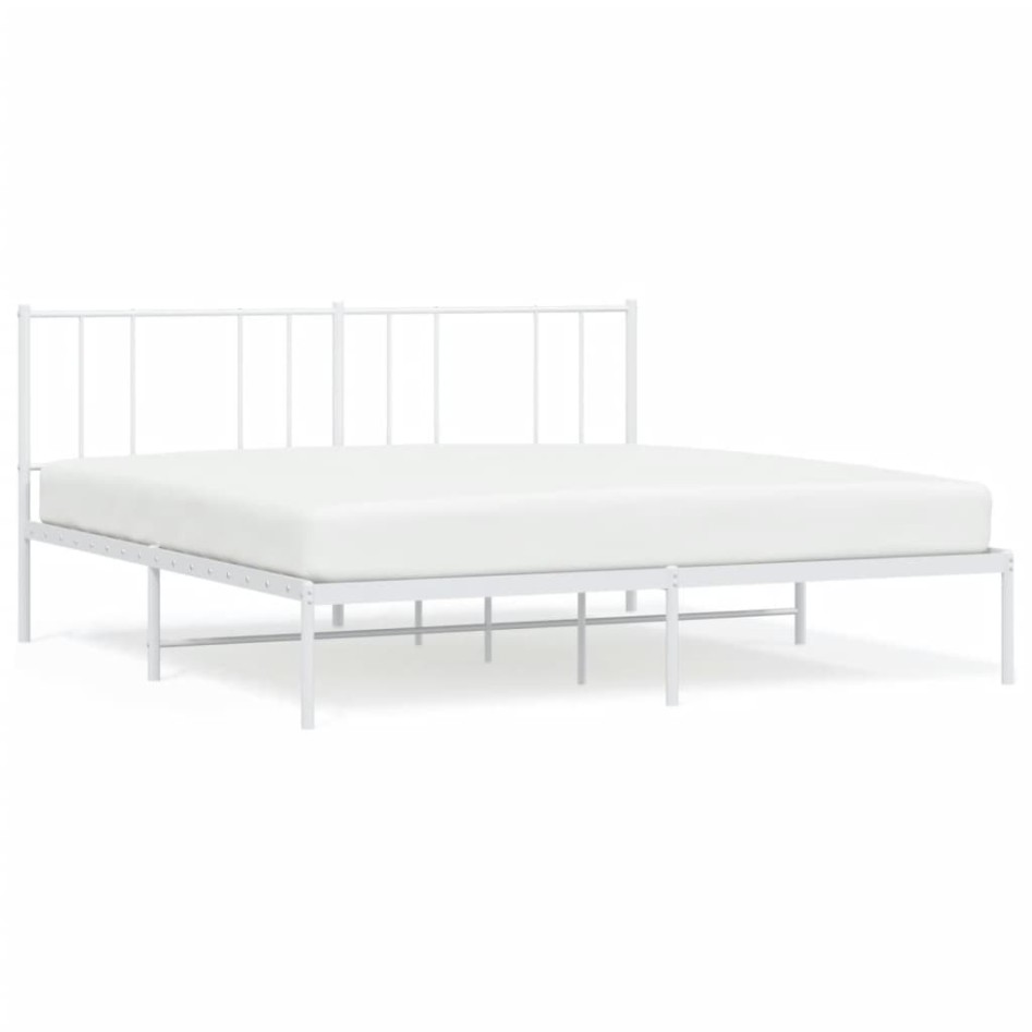 Estructura de cama con cabecero metal blanca 200x200