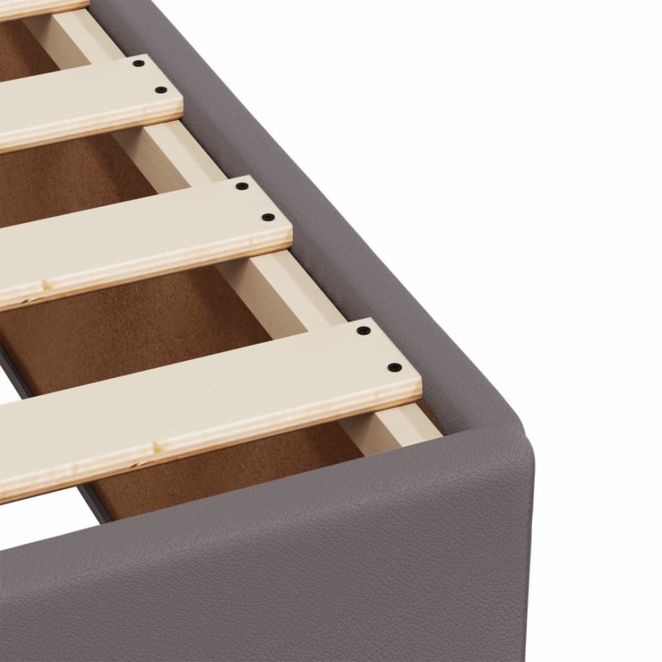 Estructura de cama sin colchón cuero sintético gris 90x190