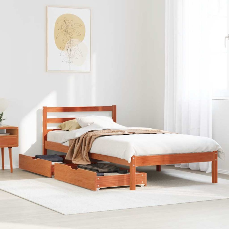 Estructura de cama sin colchón madera maciza marrón 90x190