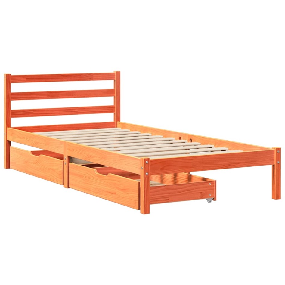 Estructura de cama sin colchón madera maciza marrón 90x190