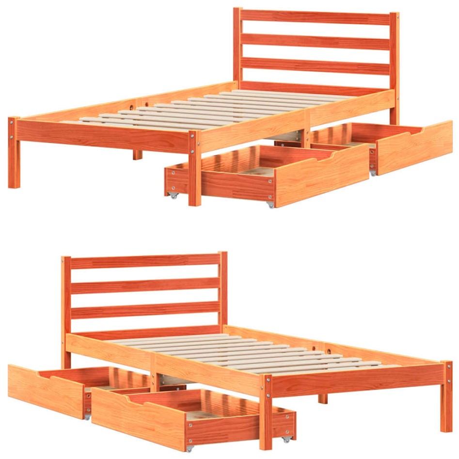 Estructura de cama sin colchón madera maciza marrón 90x190