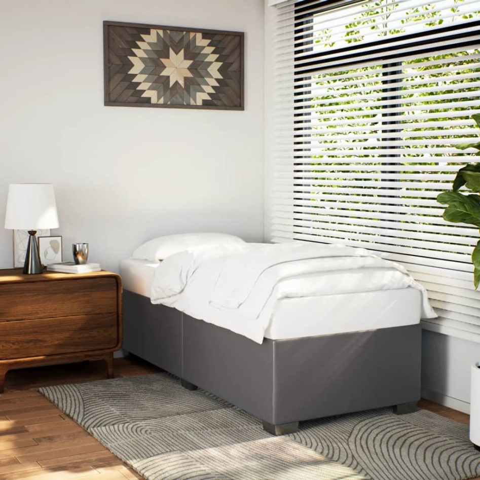 Estructura de cama sin colchón cuero sintético gris 100x200