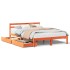 Cama sin colchón madera maciza de pino marrón cera 140x200