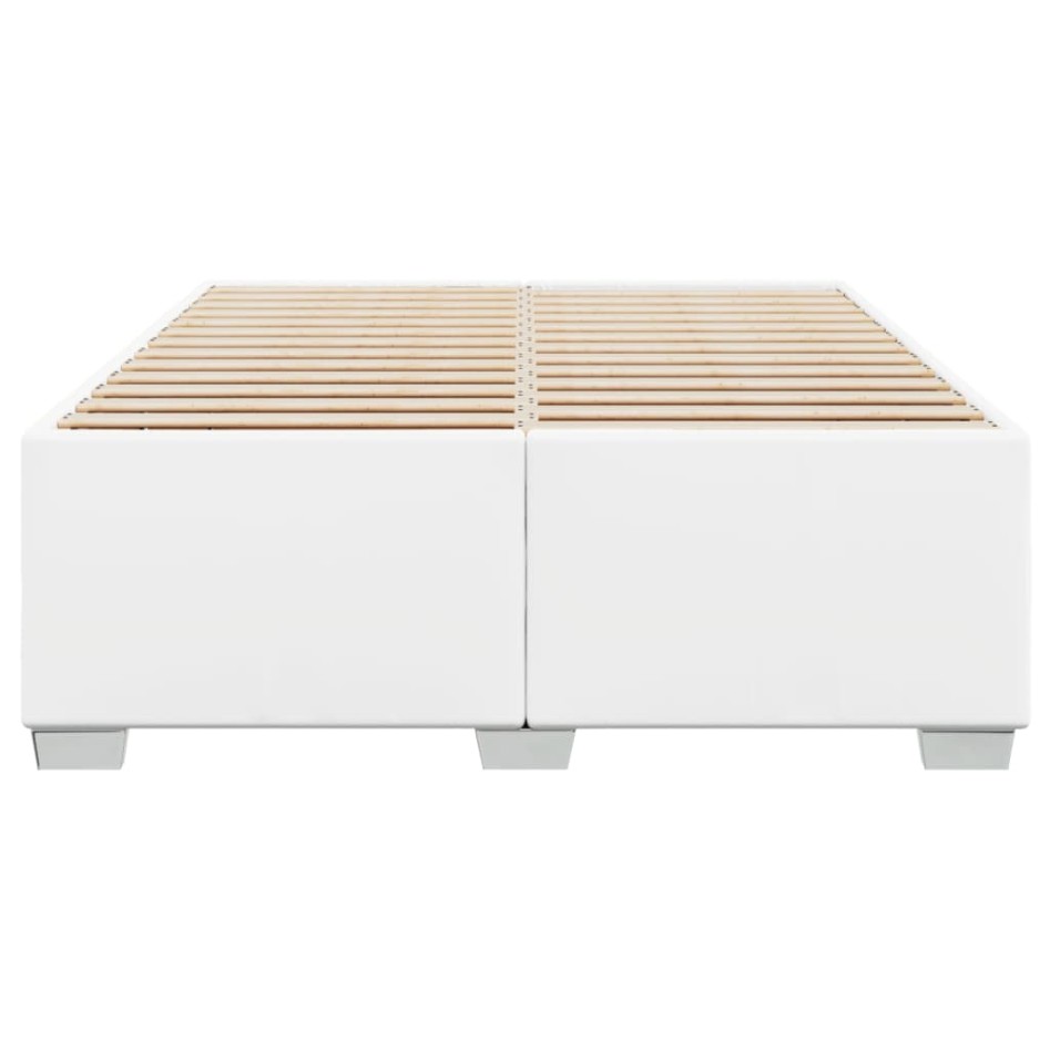 Estructura de cama sin colchón cuero sintético blanco