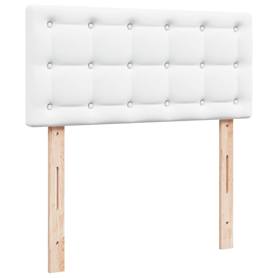 Cama box spring con colchón cuero sintético blanco 90x190
