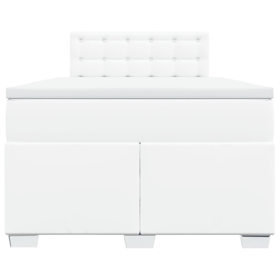 Cama box spring con colchón cuero sintético blanco 120x200