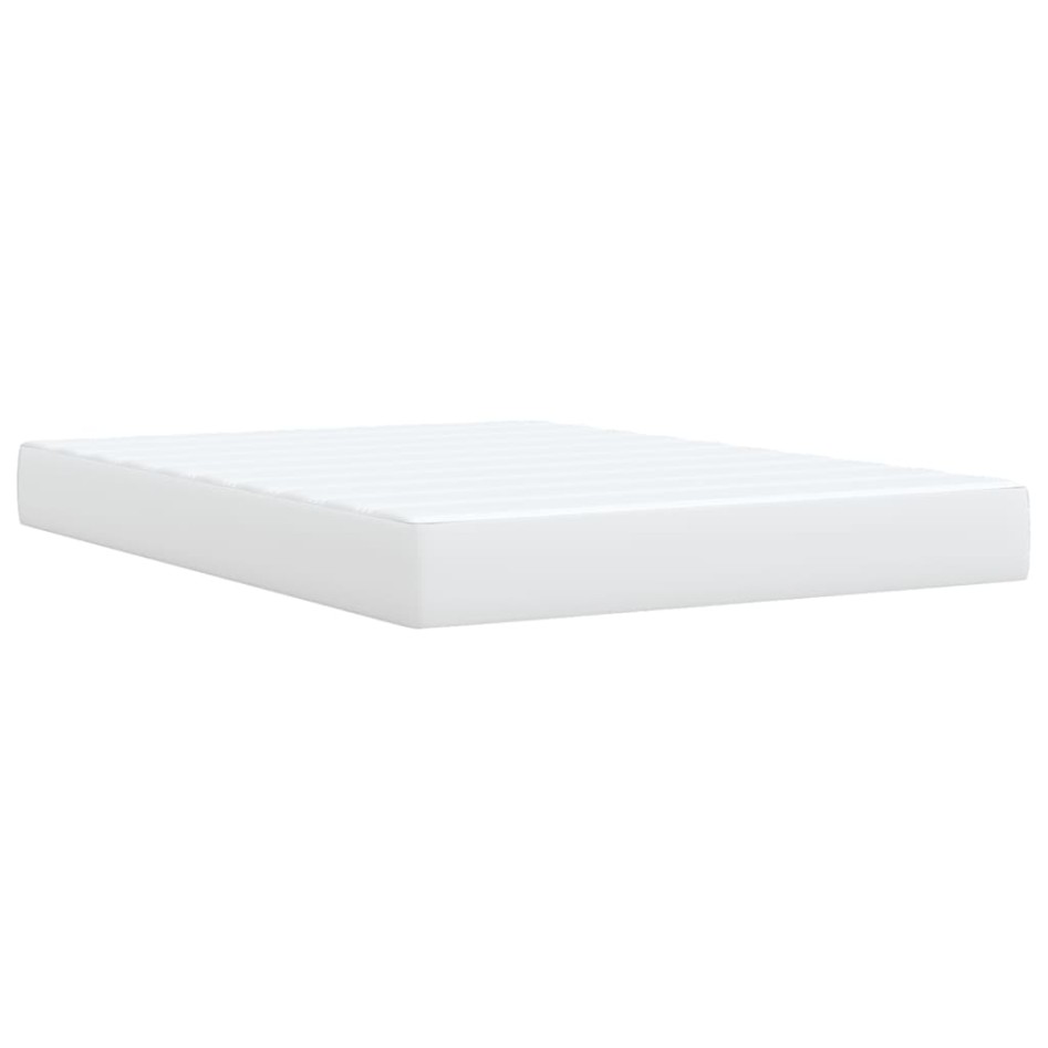 Cama box spring con colchón cuero sintético blanco 160x200