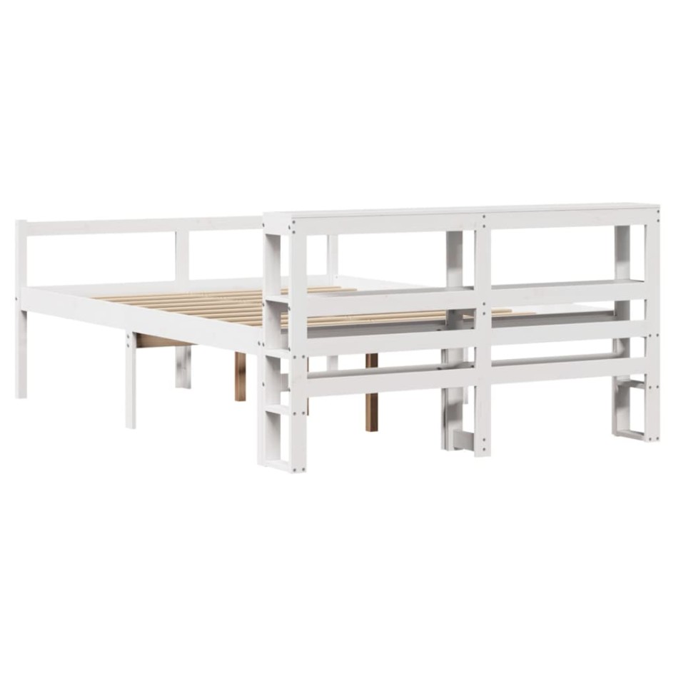 Cama personas mayores cabecero madera maciza blanca 160x200