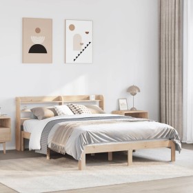 Estructura de cama con cabecero madera maciza pino 140x190
