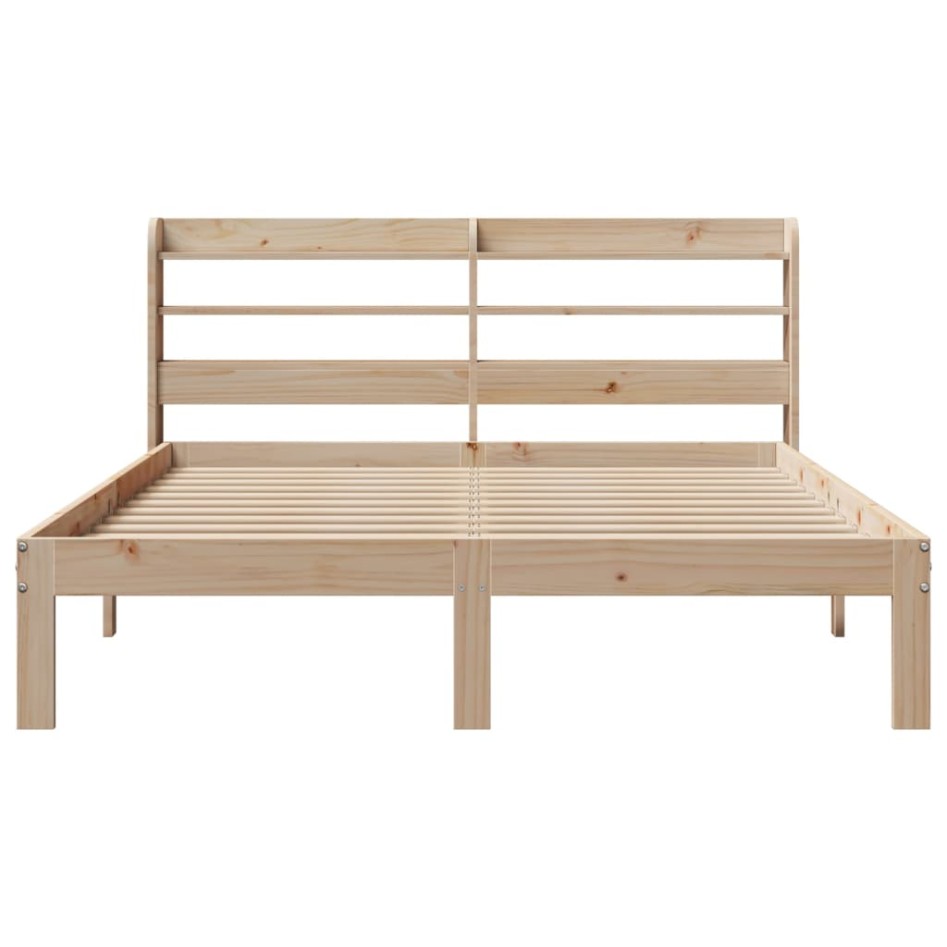 Estructura de cama con cabecero madera maciza pino 140x190