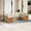 Set de muebles de jardín 9 pzas y cojines ratán sintético gris