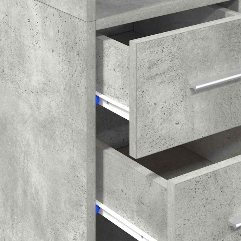 Armario estrecho madera ingeniería gris hormigón 30x42,5x225