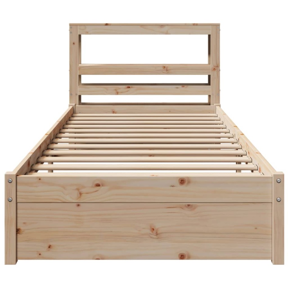 Estructura de cama con cabecero madera maciza de pino 90x200