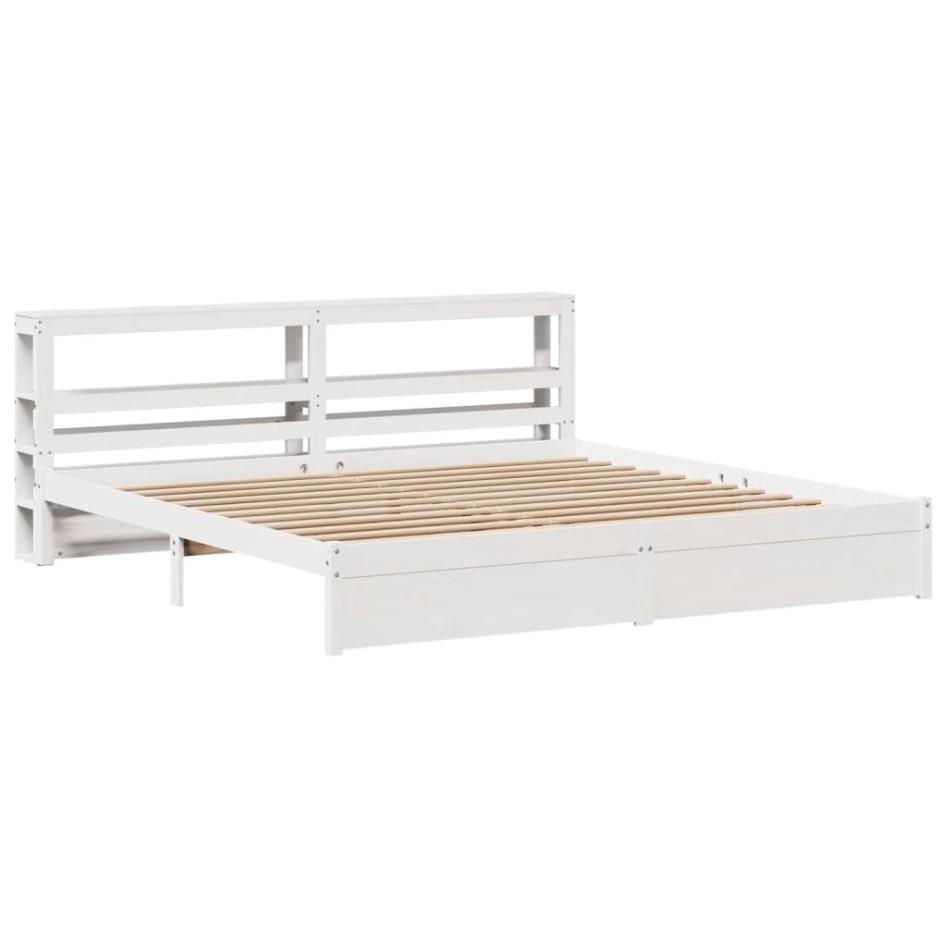Estructura de cama con cabecero sin colchón blanco 200x200