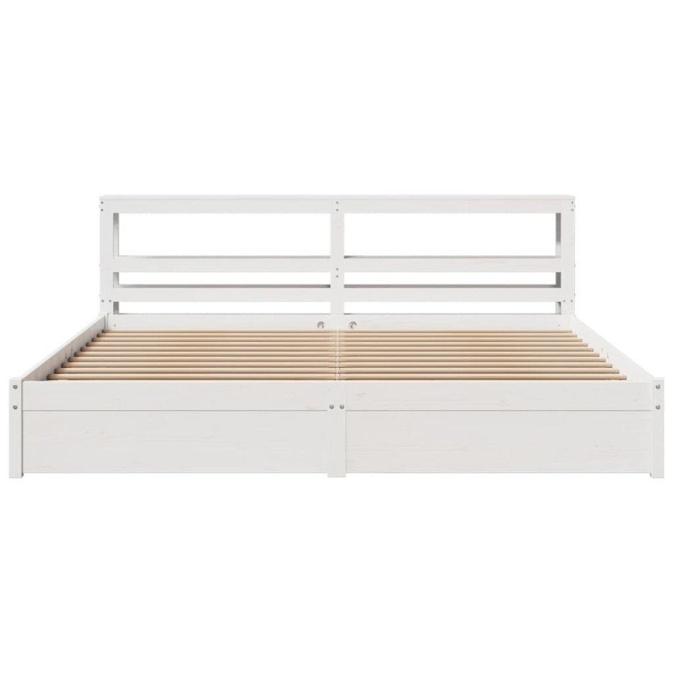 Estructura de cama con cabecero sin colchón blanco 200x200
