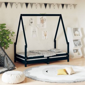 Estructura de cama para niños madera de pino negro 70x140