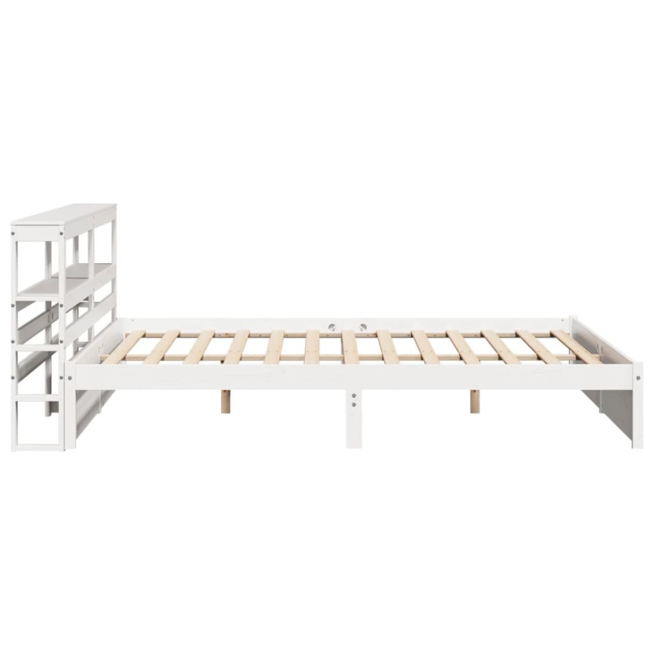 Estructura de cama con cabecero sin colchón blanco 200x200