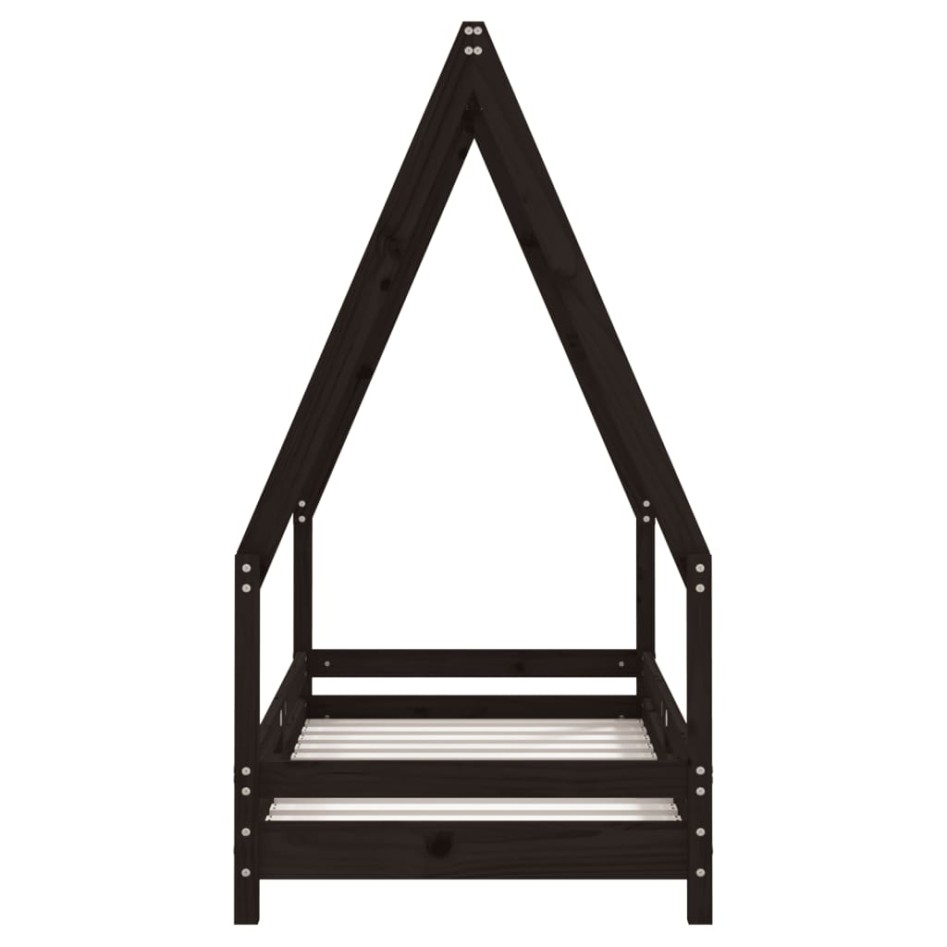 Estructura de cama para niños madera de pino negro 70x140