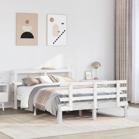 Estructura de cama con cabecero madera de pino blanco