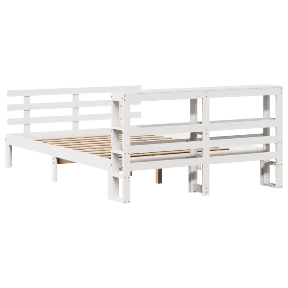 Estructura de cama con cabecero madera de pino blanco
