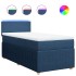 Cama box spring con colchón tela azul 80x200