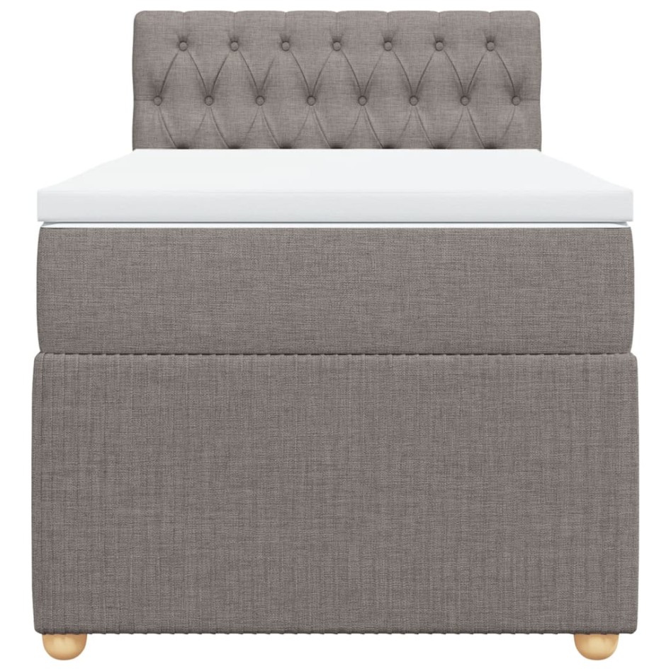Cama box spring con colchón tela gris taupe 80x200