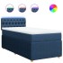 Cama box spring con colchón tela azul 80x200