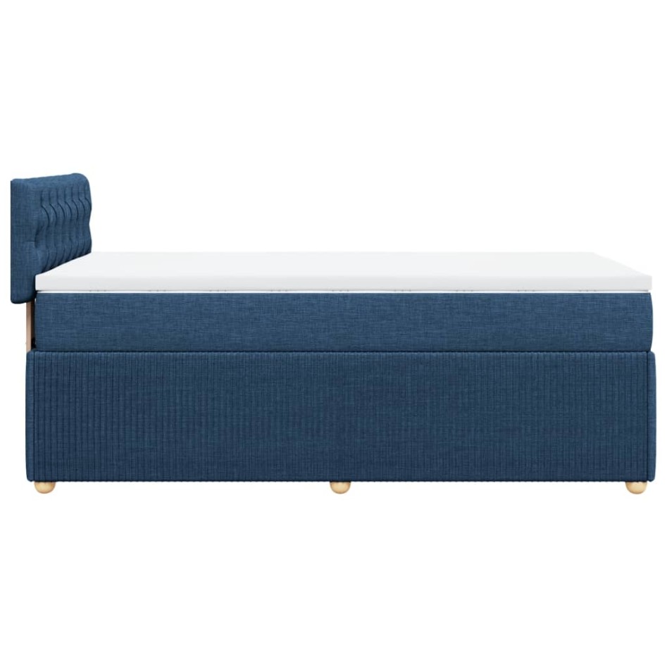 Cama box spring con colchón tela azul 80x200