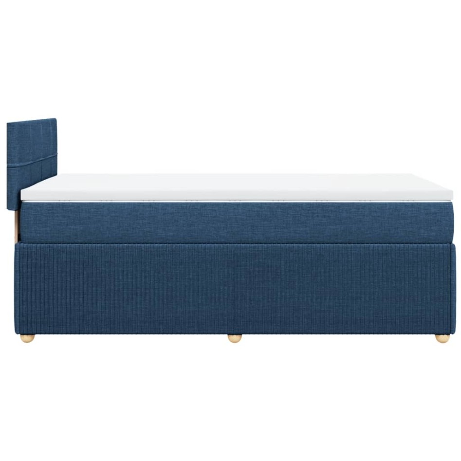 Cama box spring con colchón tela azul 80x200