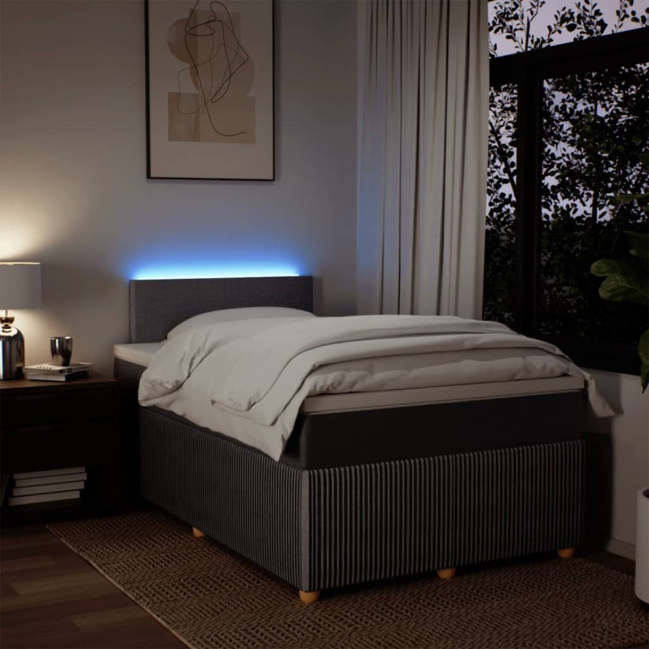 Cama box spring con colchón tela gris taupe 120x190