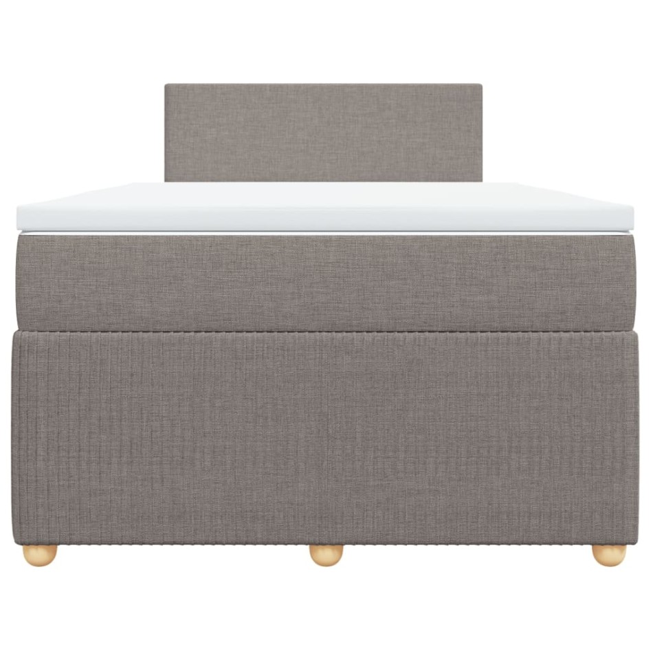 Cama box spring con colchón tela gris taupe 120x190
