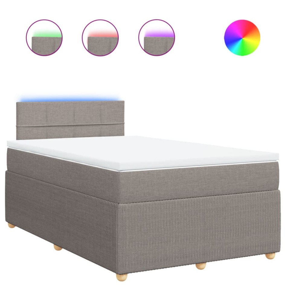 Cama box spring con colchón tela gris taupe 120x190
