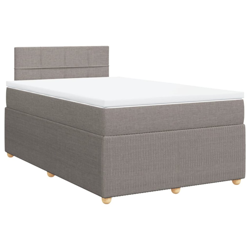 Cama box spring con colchón tela gris taupe 120x190