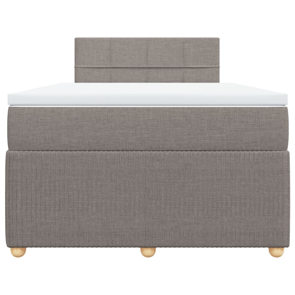 Cama box spring con colchón tela gris taupe 120x190