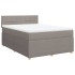 Cama box spring con colchón tela gris taupe 140x200
