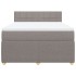 Cama box spring con colchón tela gris taupe 140x200