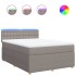 Cama box spring con colchón tela gris taupe 140x200