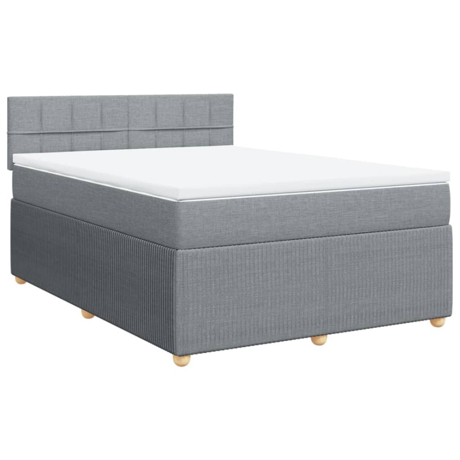 Cama box spring con colchón tela gris claro 160x200
