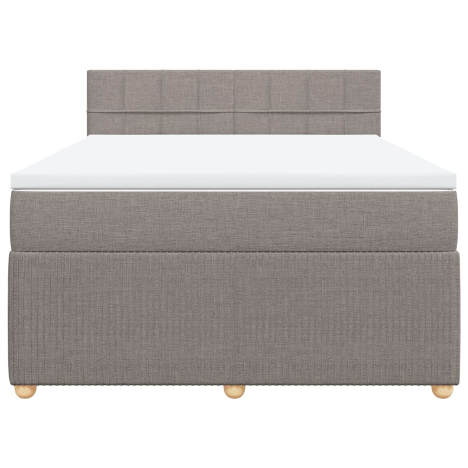 Cama box spring con colchón tela gris taupe 160x200