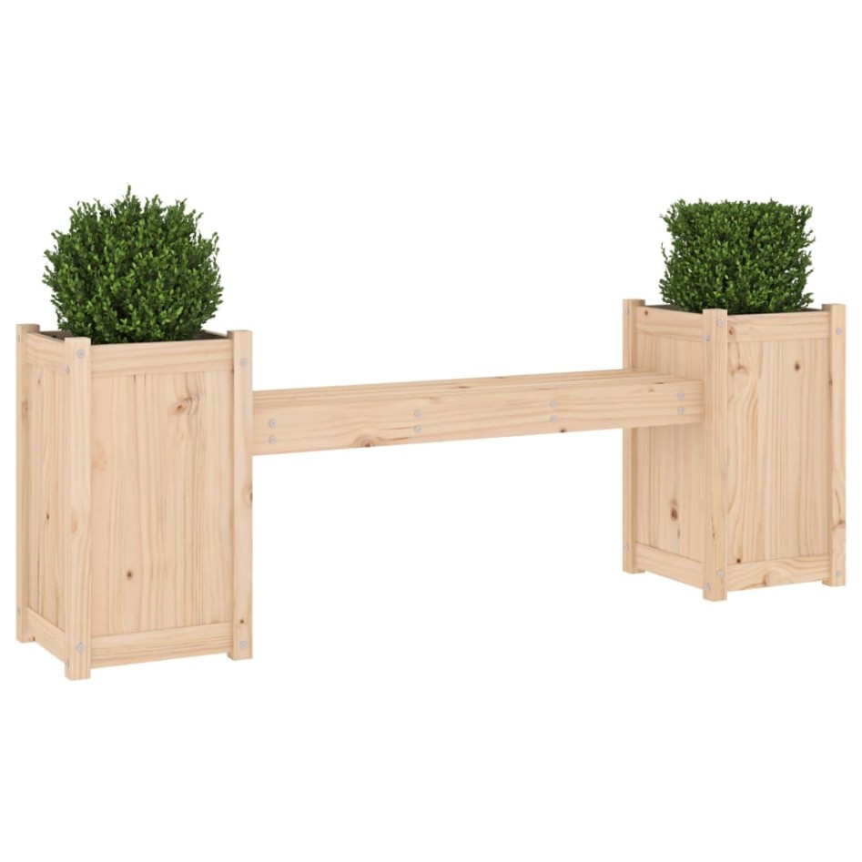 Banco con jardineras madera maciza de pino 180x36x63