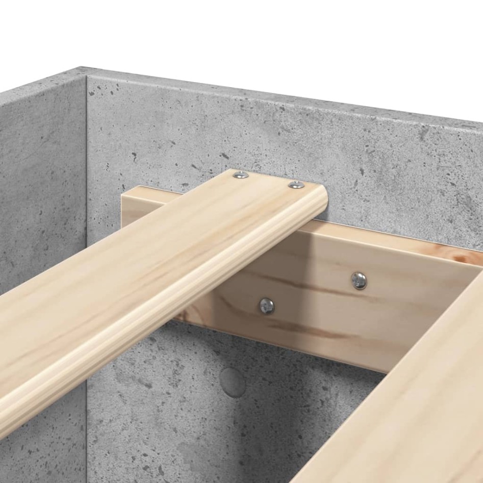 Estructura de cama sin colchón gris hormigón 180x200