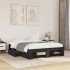 Estructura de cama madera de ingeniería negra 140x190