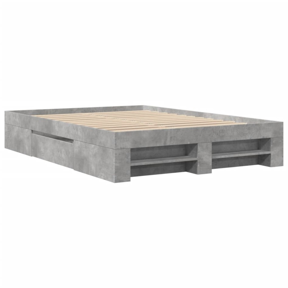 Estructura de cama madera de ingeniería gris hormigón