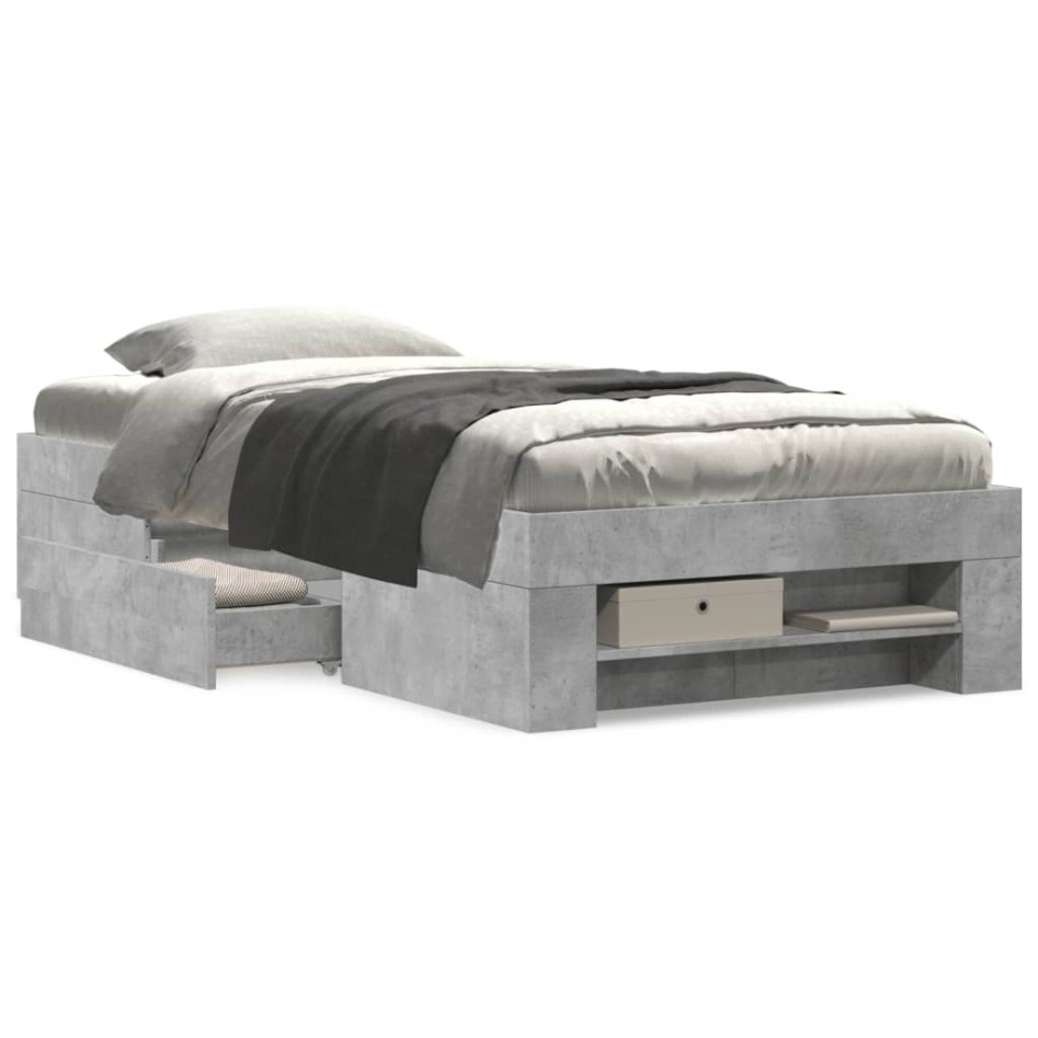 Estructura de cama madera de ingeniería gris hormigón 90x190