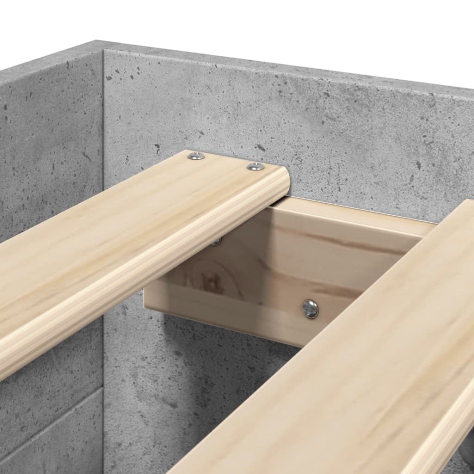 Estructura de cama madera de ingeniería gris hormigón 90x190