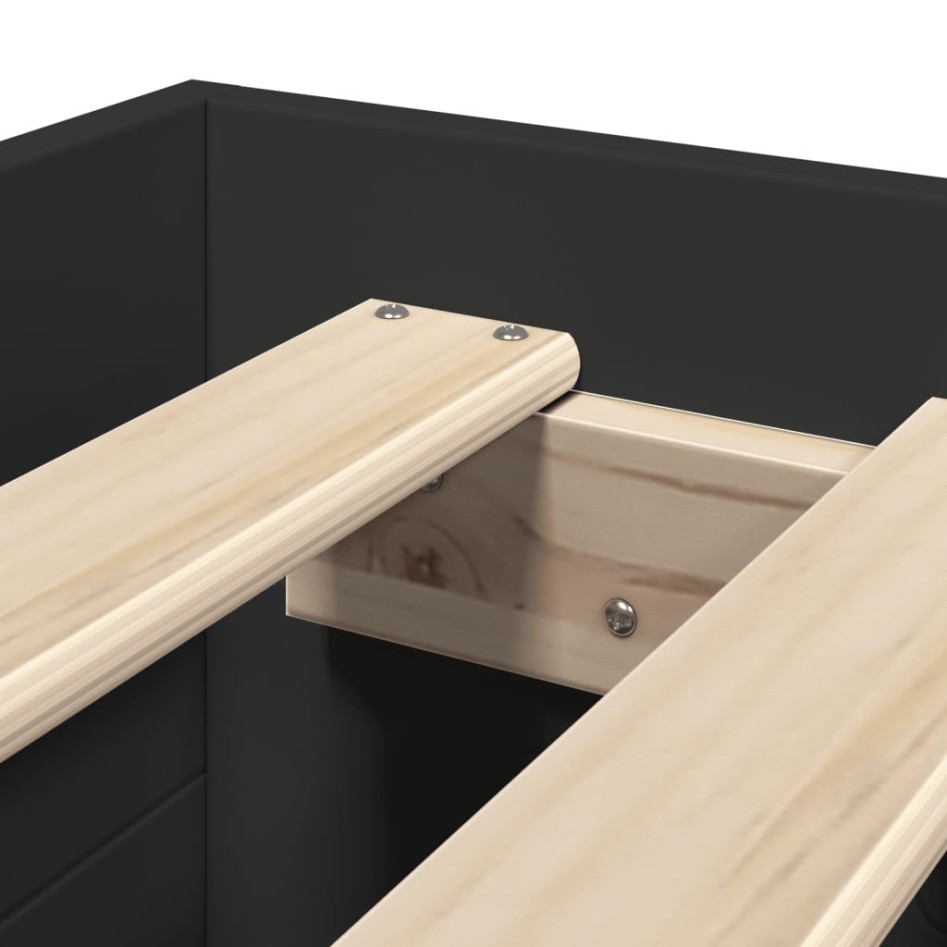 Estructura de cama madera de ingeniería negra 90x200
