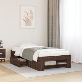 Estructura de cama sin colchón madera marrón roble 90x200