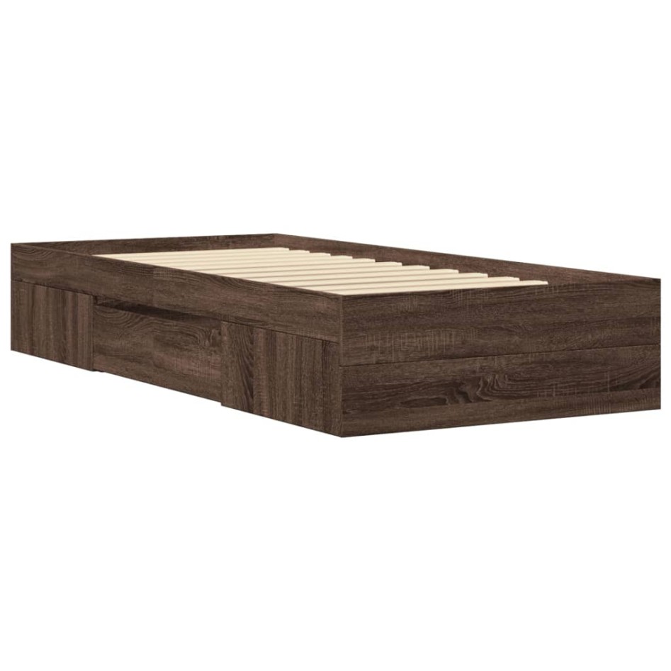 Estructura de cama sin colchón madera marrón roble 90x200