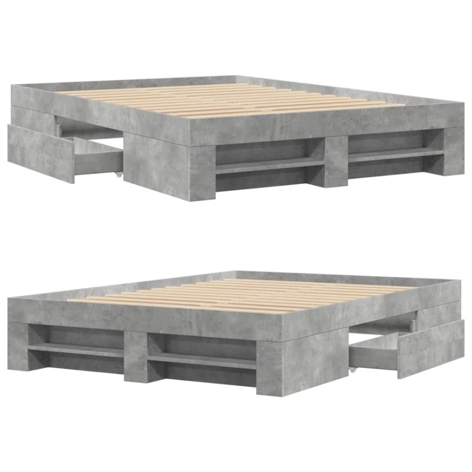 Estructura de cama madera de ingeniería gris hormigón